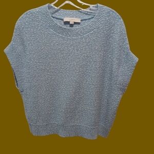 Loft Womens Speckled Knit blouse size large blue color